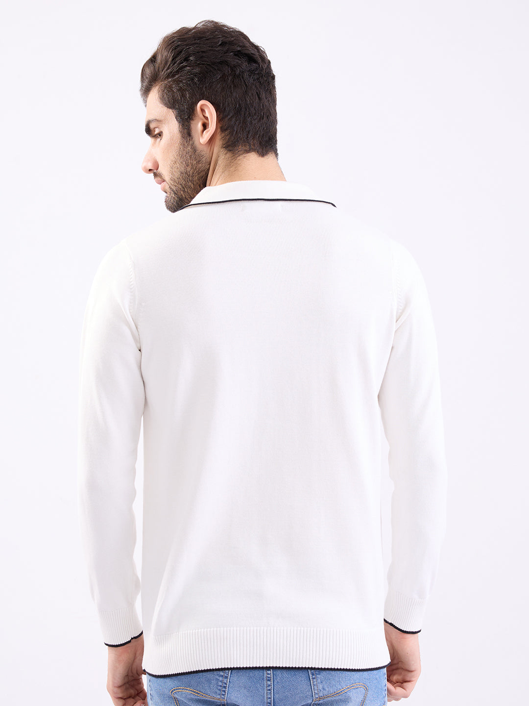 Spykar White Slim Fit Casual Sweaters For Men