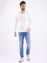 Men Sweater White Slim Fit