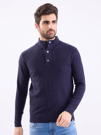 Men Sweater Blue Slim Fit