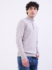 Men Sweater Silver Grey Slim Fit