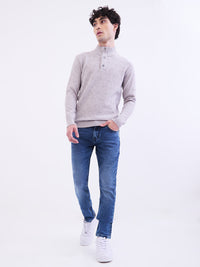 Men Sweater Silver Grey Slim Fit