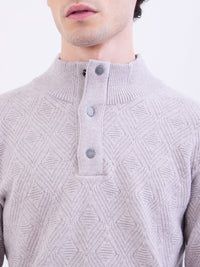 Men Sweater Silver Grey Slim Fit