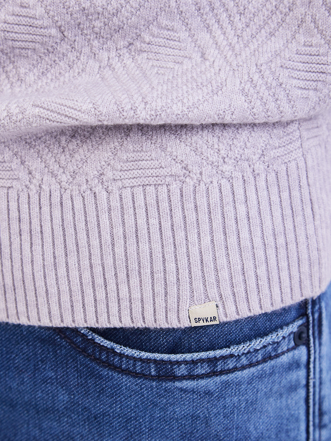 Spykar Silver Grey Slim Fit Casual Sweaters For Men