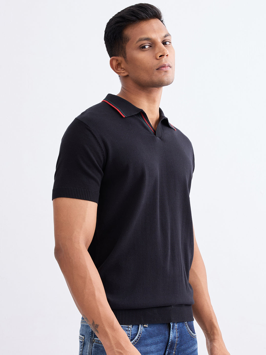 Spykar Black Slim Fit Casual Sweaters For Men