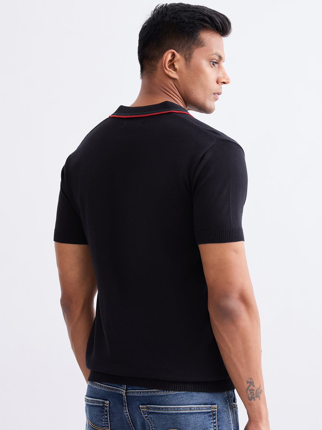 Spykar Black Slim Fit Casual Sweaters For Men