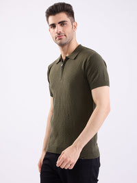 Men Sweater Avocado Green Slim Fit