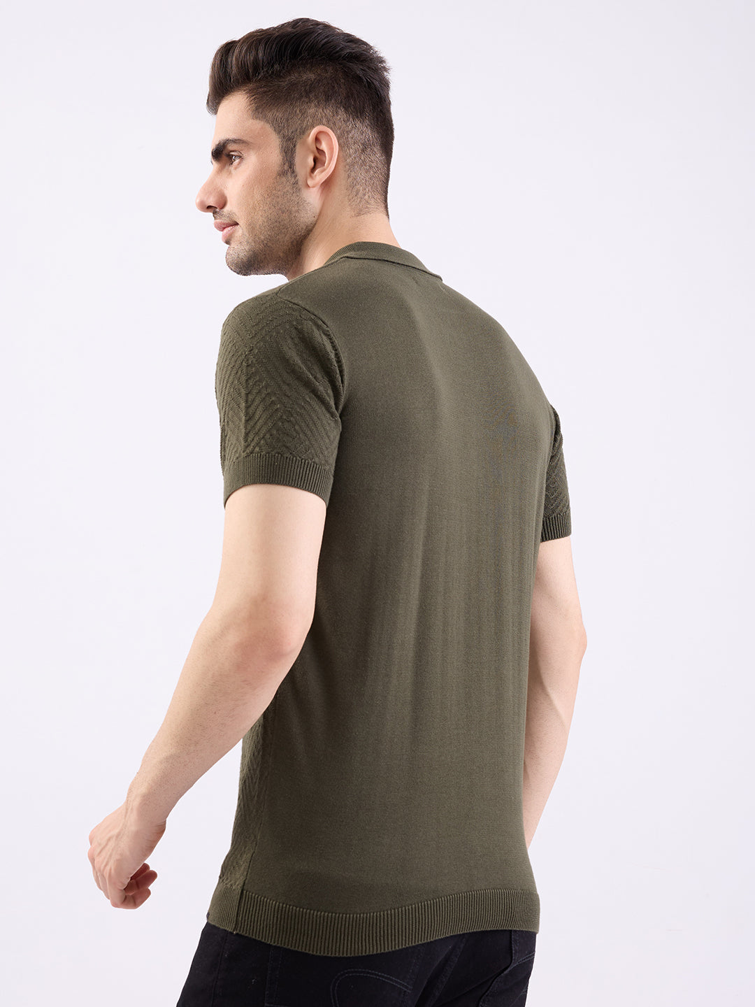 Men Sweater Avocado Green Slim Fit