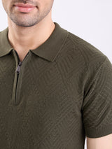 Men Sweater Avocado Green Slim Fit