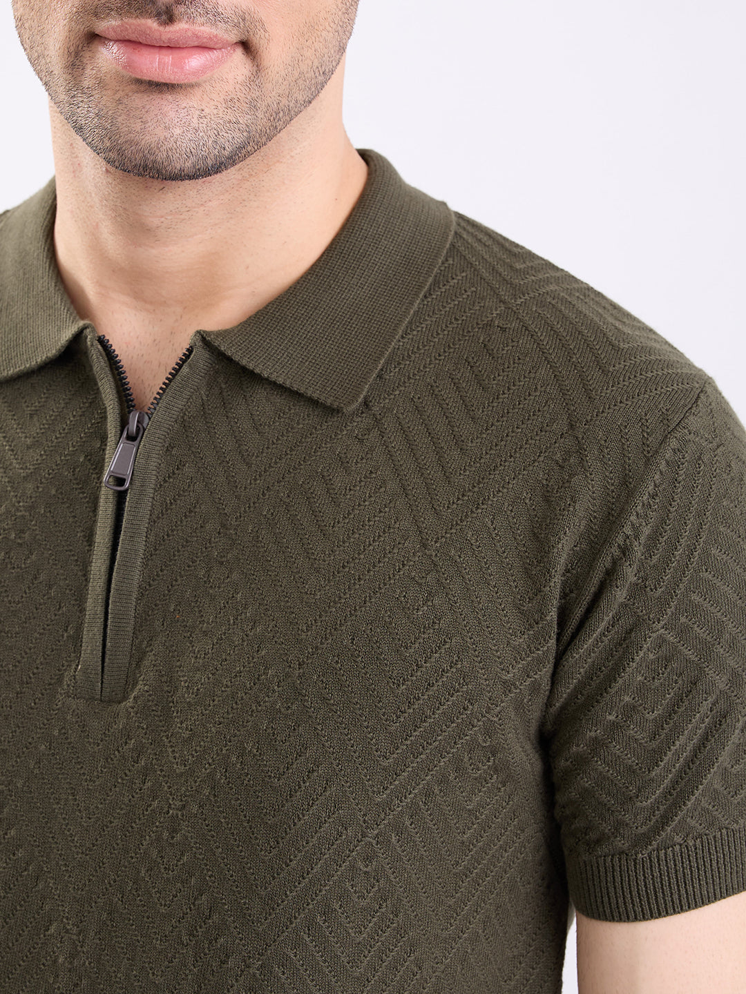 Men Sweater Avocado Green Slim Fit