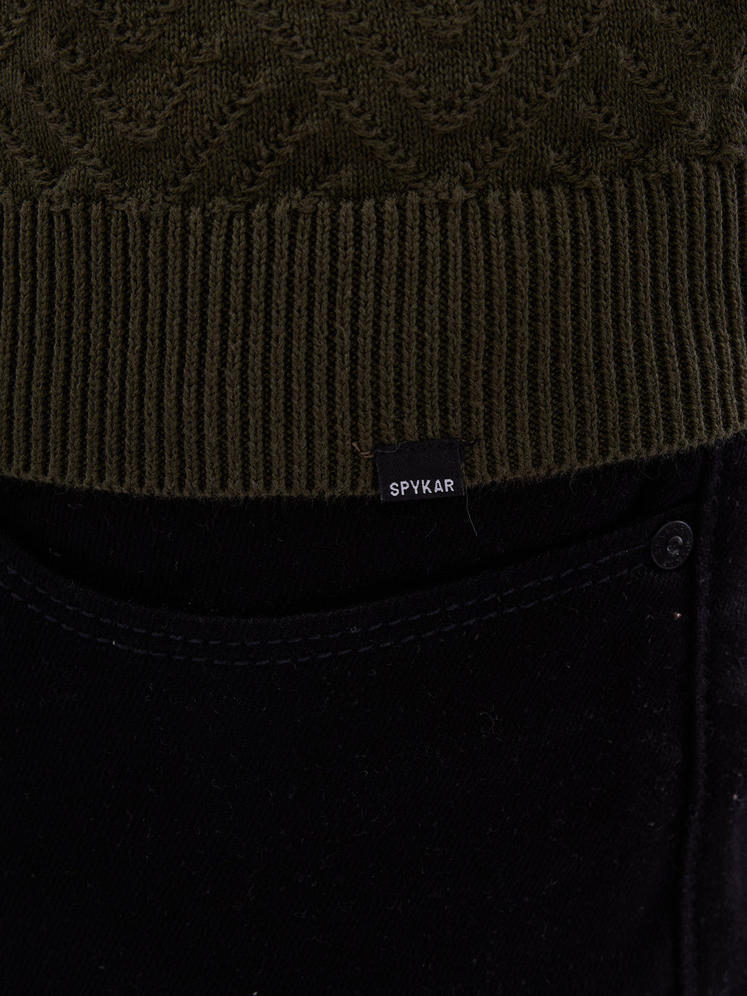 Spykar Avocado Green Slim Fit Casual Sweaters For Men