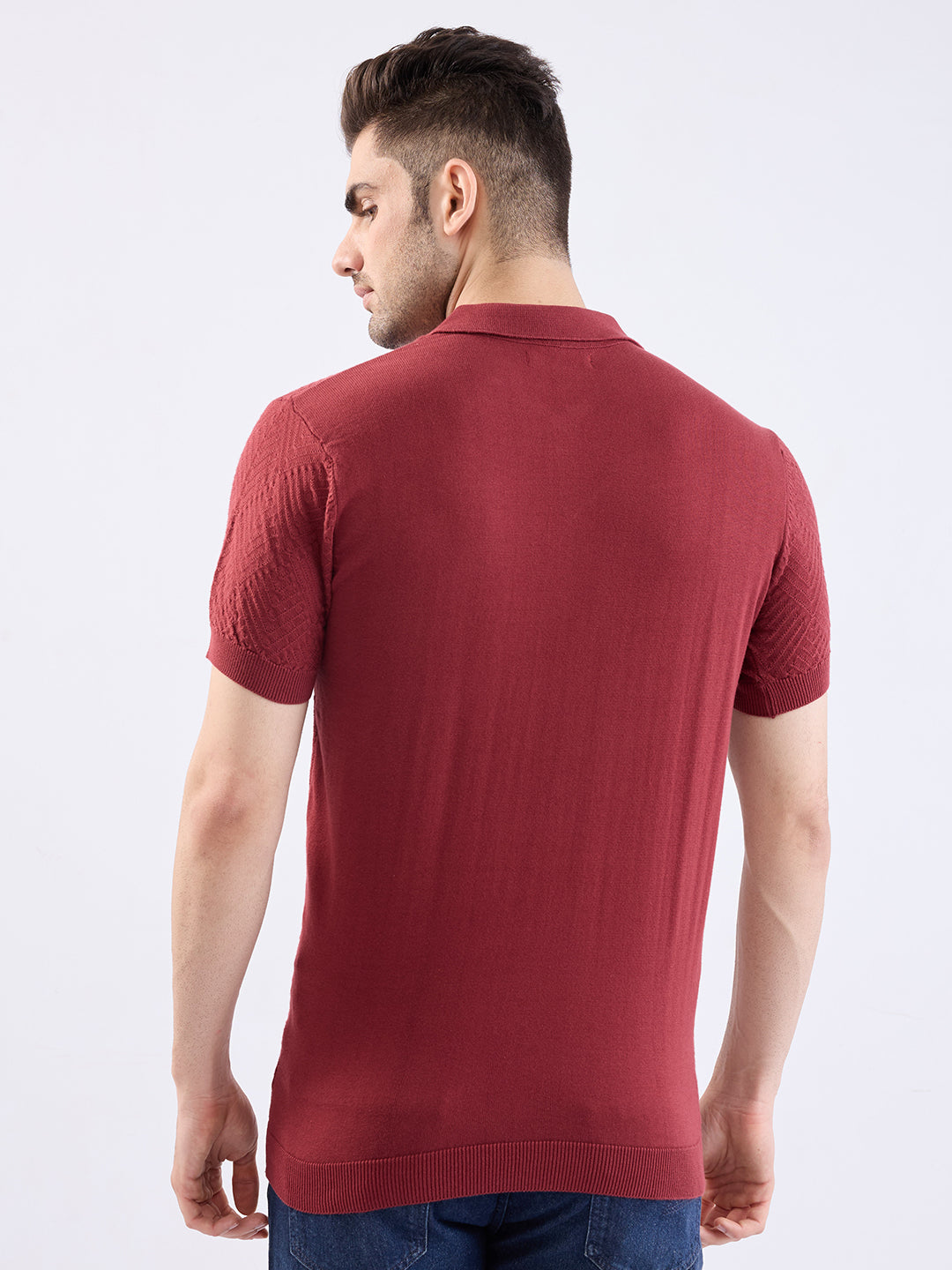 Spykar Brick Red Slim Fit Casual Sweaters For Men