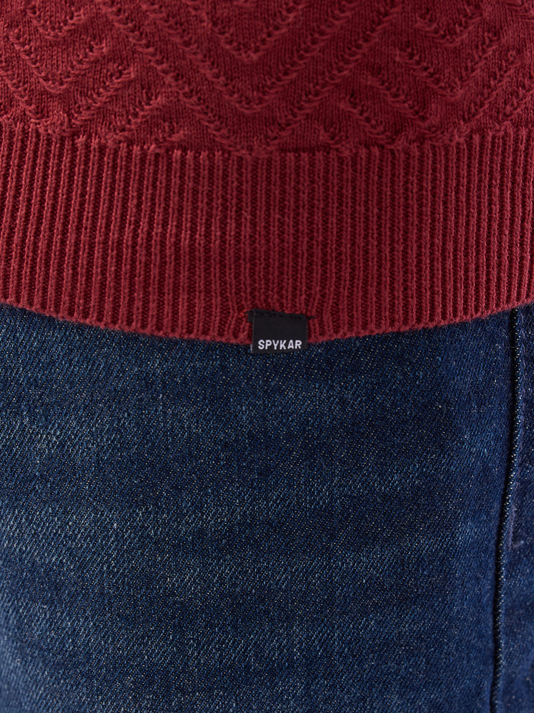 Spykar Brick Red Slim Fit Casual Sweaters For Men