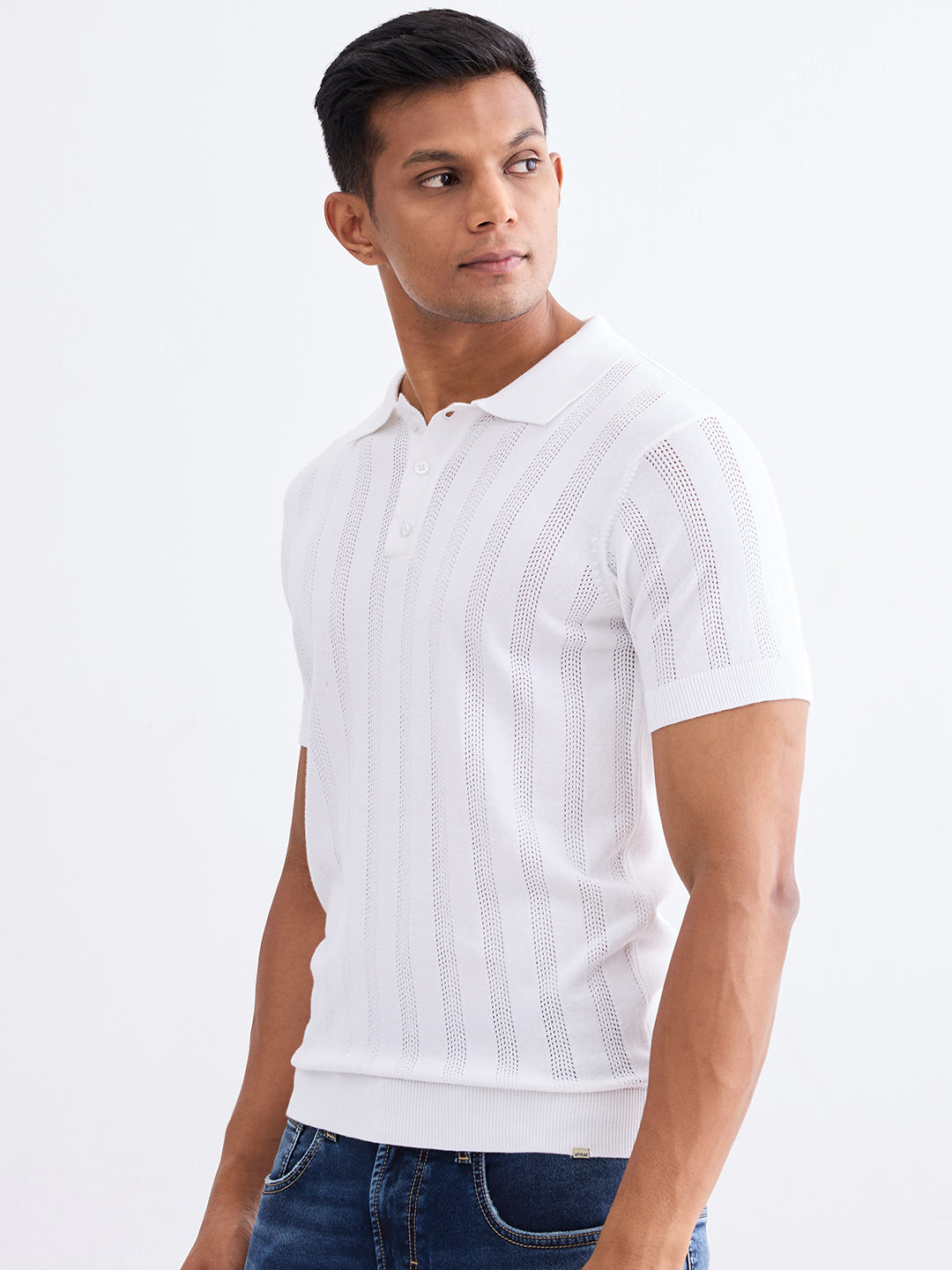 Men Sweater Off White Slim Fit