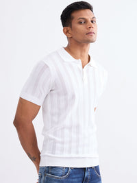Men Sweater Off White Slim Fit