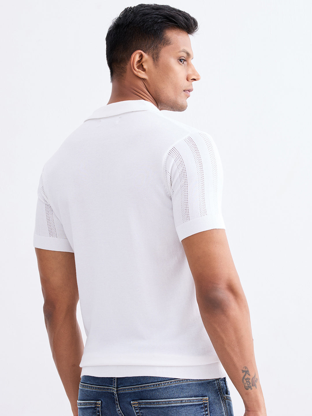 Men Sweater Off White Slim Fit