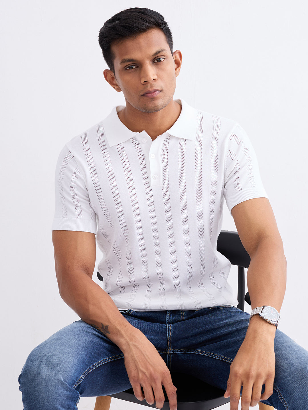 Spykar Off White Slim Fit Casual Sweaters For Men