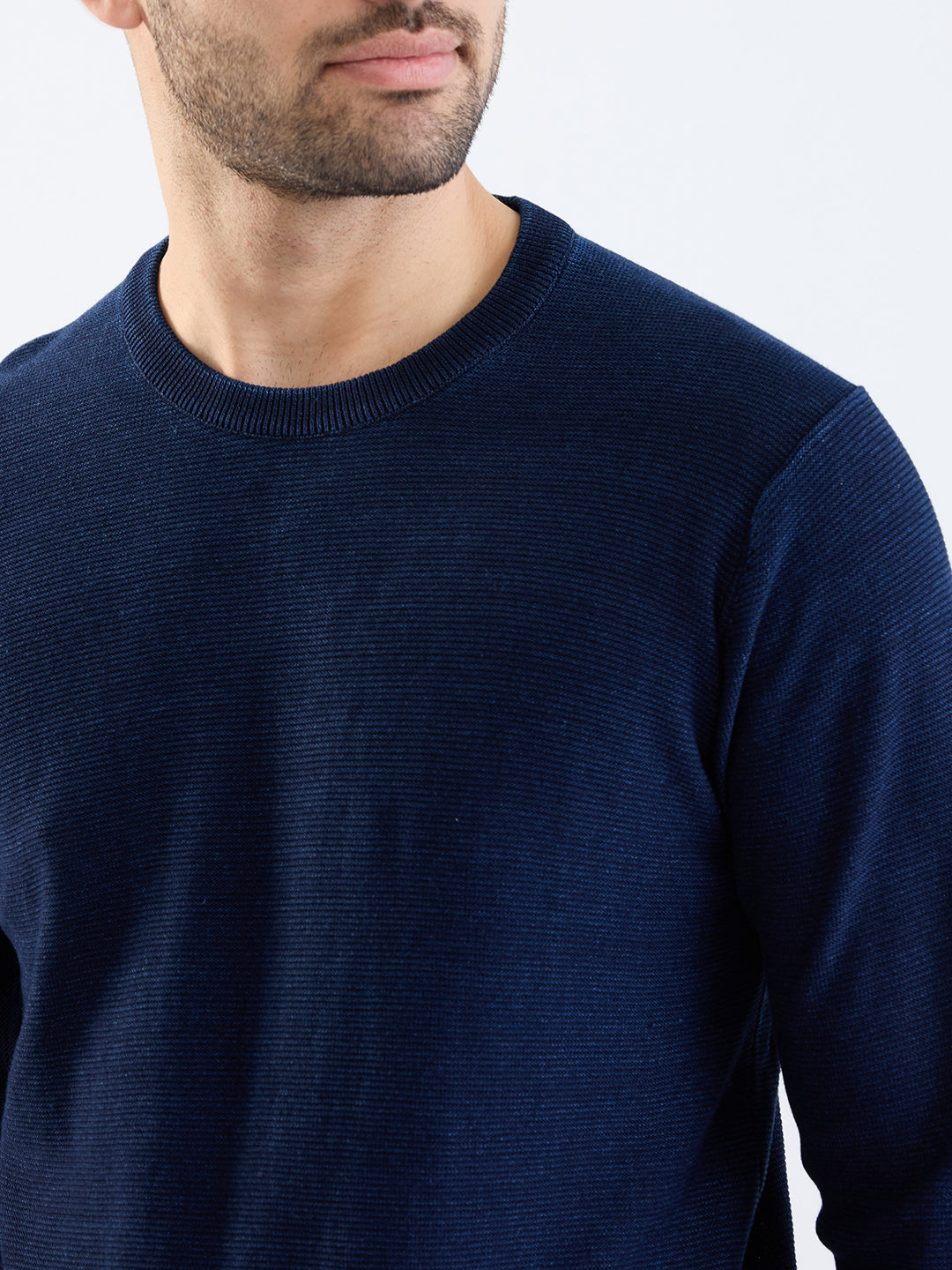 Spykar Indigo Blue Slim Fit Casual Sweaters For Men