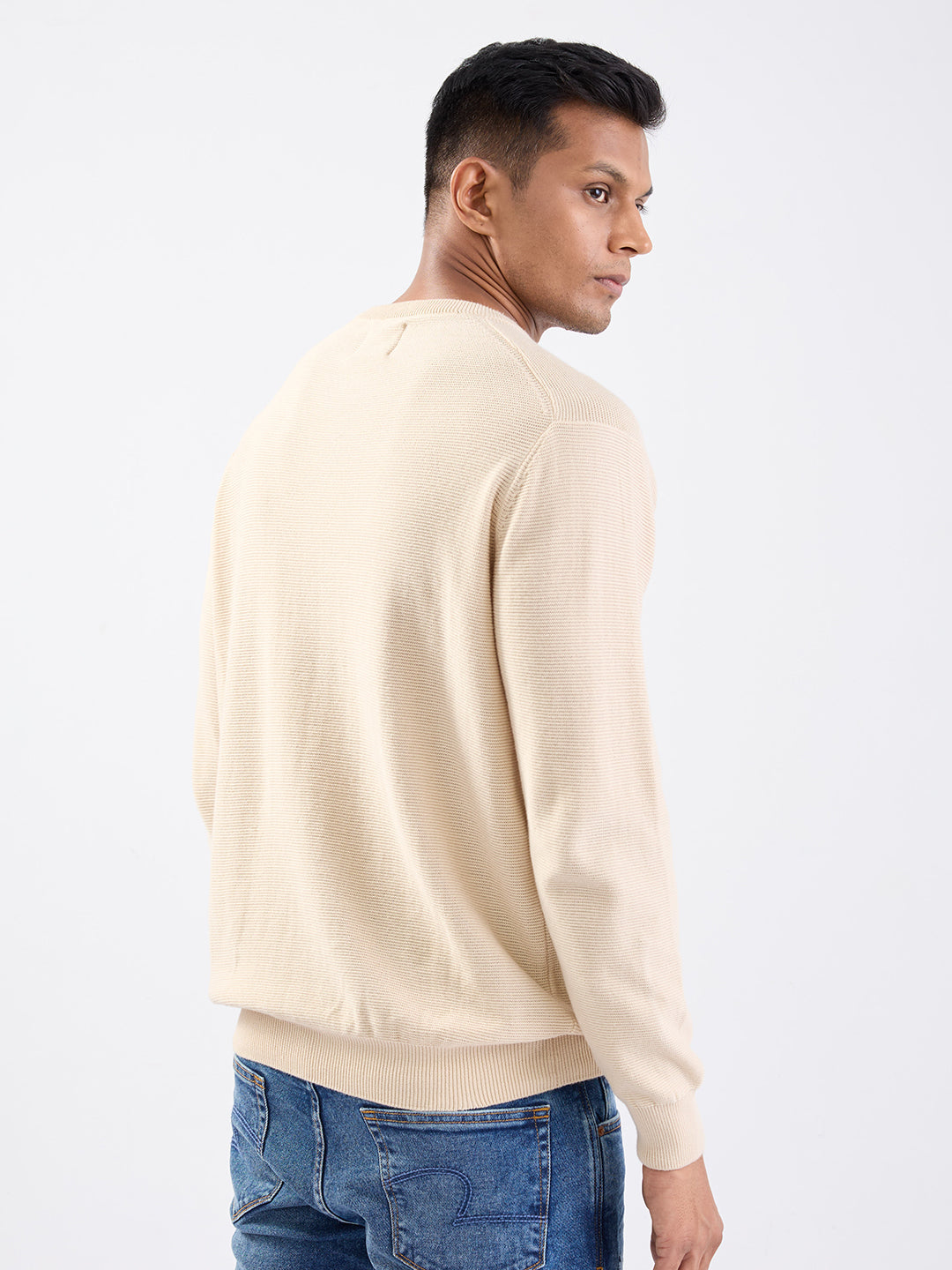 Spykar Taupe Beige Slim Fit Casual Sweaters For Men