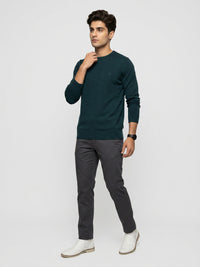 Men Sweater Green Regular Fit