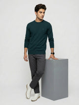 Men Sweater Green Regular Fit