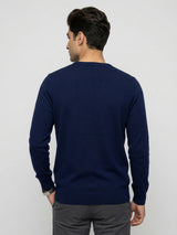 Men Sweater Navy Blue Regular Fit