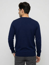 Men Sweater Navy Blue Regular Fit