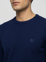 Men Sweater Navy Blue Regular Fit