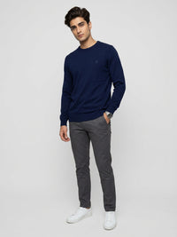 Men Sweater Navy Blue Regular Fit