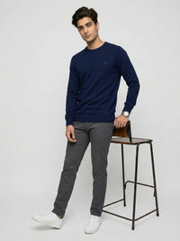 Men Sweater Navy Blue Regular Fit