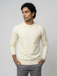 Men Sweater White Regular Fit
