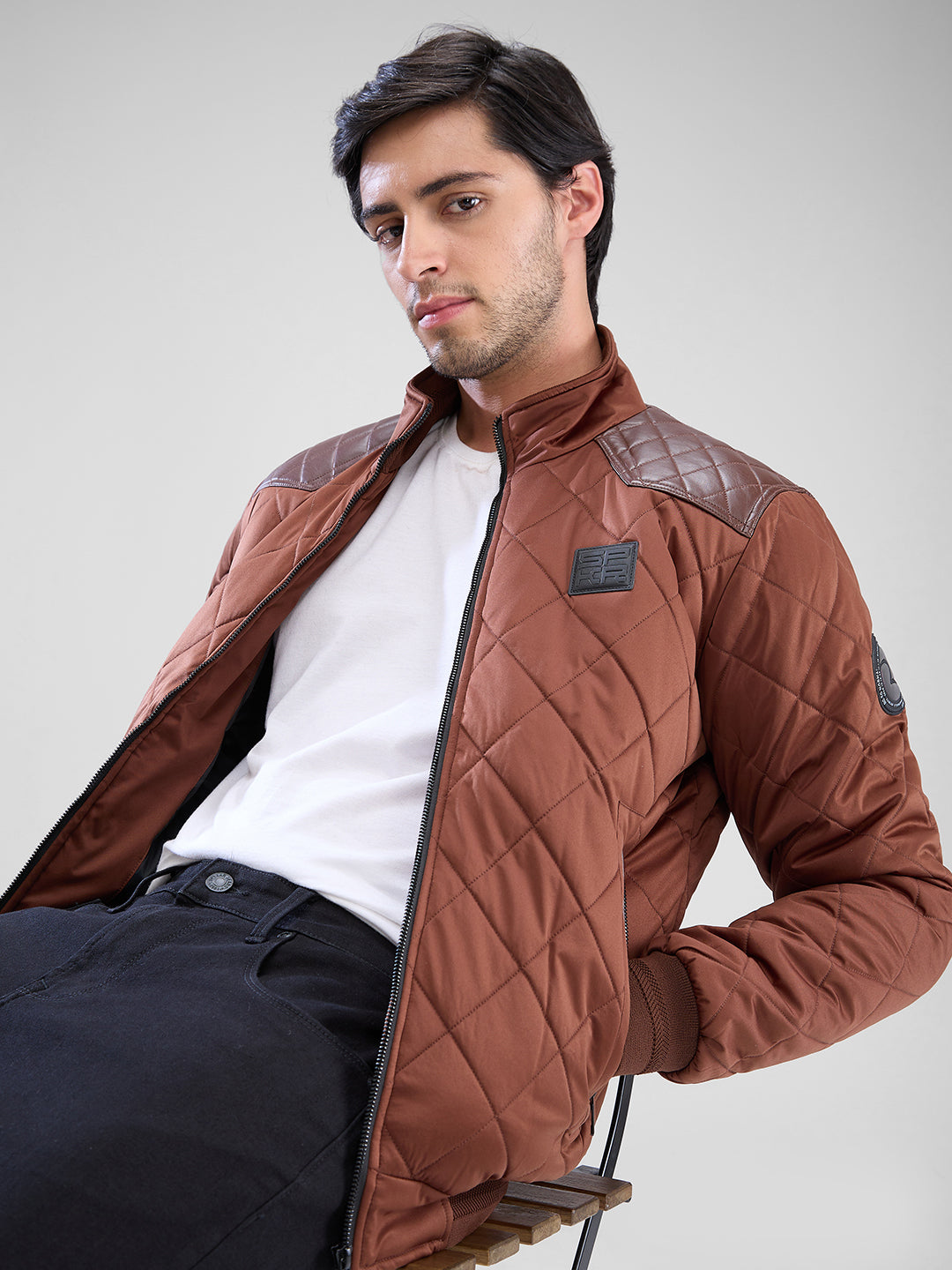 Spykar Friar Brown Polyester Full Sleeve Jacket For Men