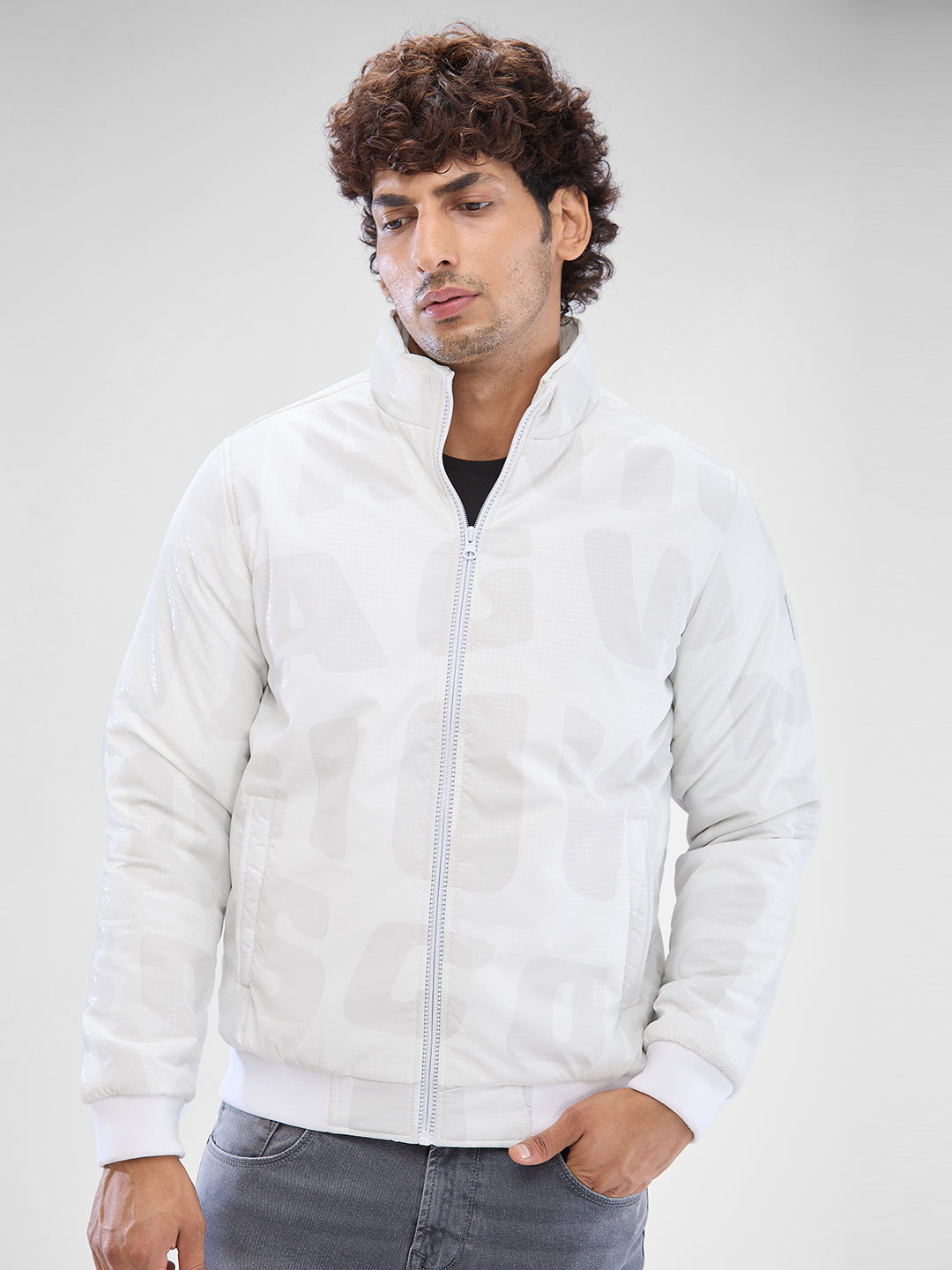 Spykar White Polyester Full Sleeve Jacket For Men