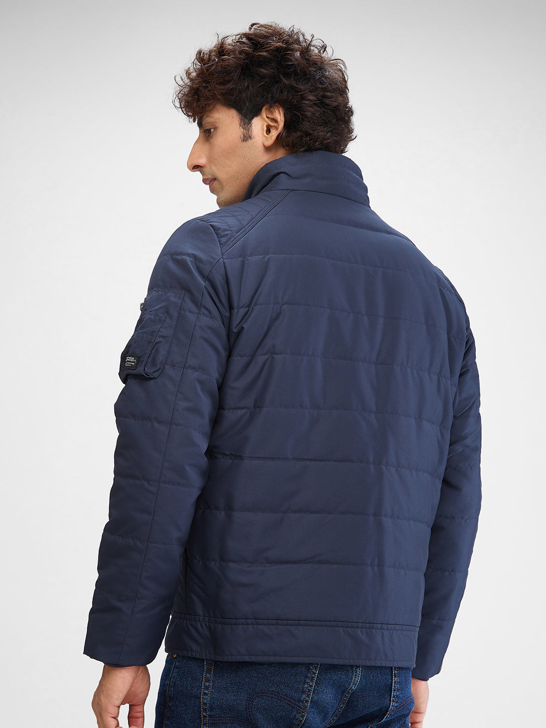 Spykar Navy Blue Polyester Full Sleeve Jacket For Men