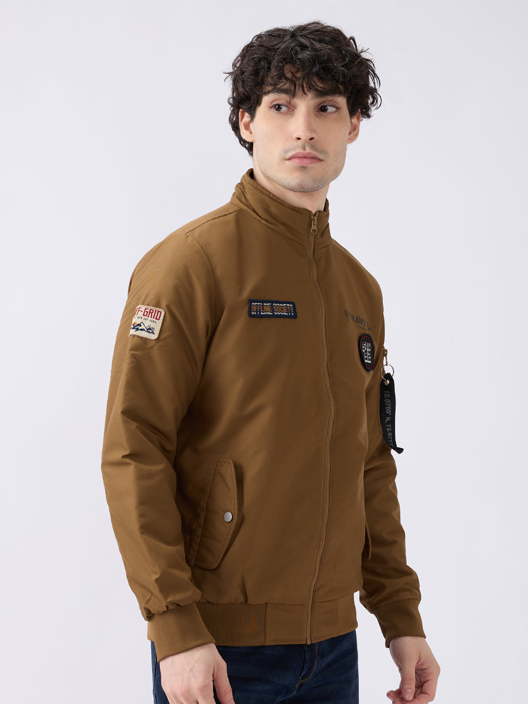 Spykar Solid Dark Khaki Straight Fit Jackets For Men