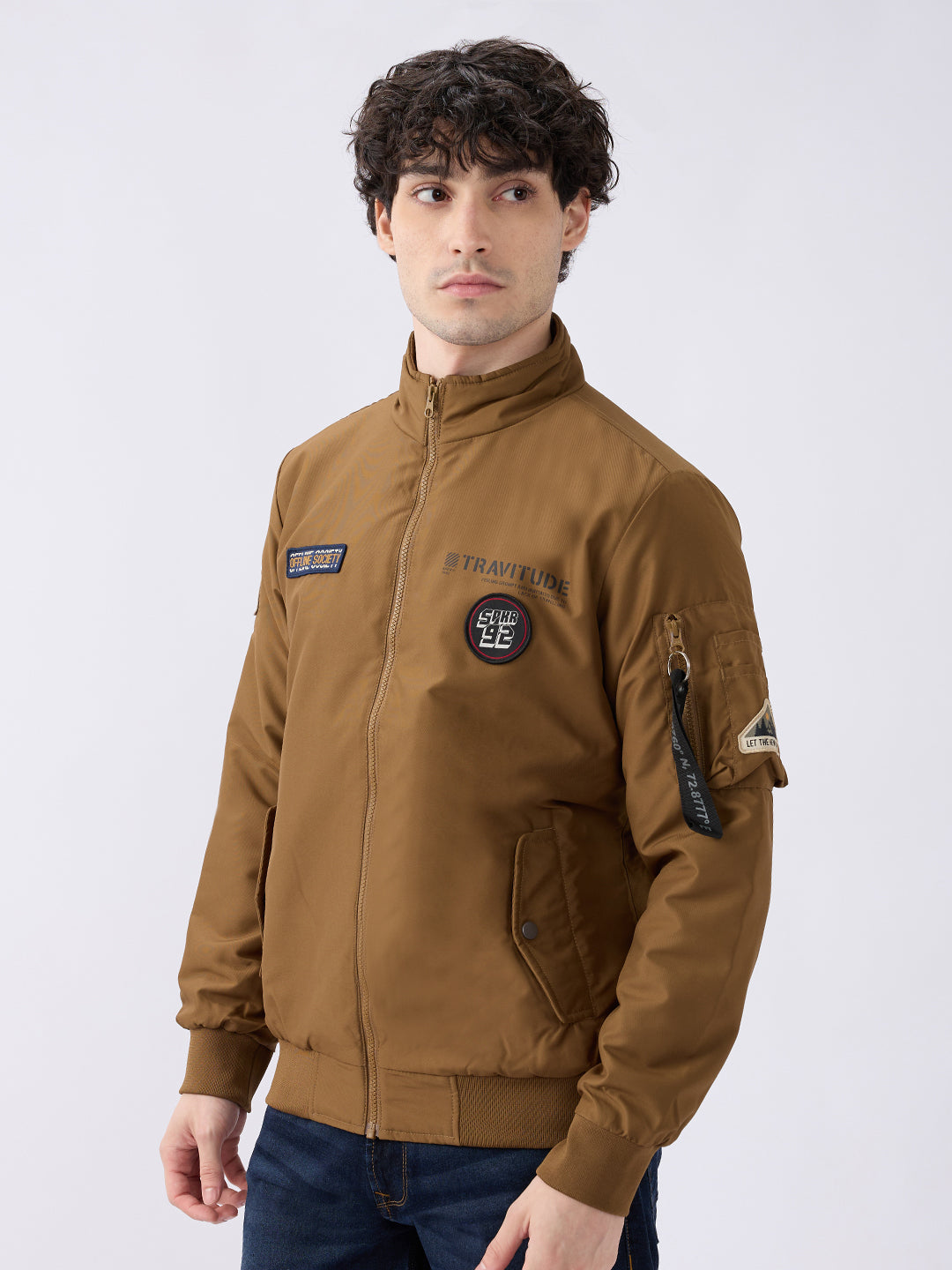 Spykar Solid Dark Khaki Straight Fit Jackets For Men