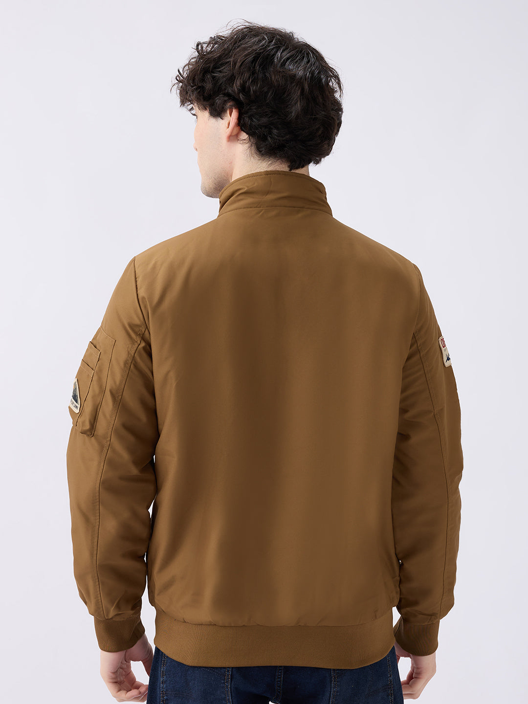 Spykar Solid Dark Khaki Straight Fit Jackets For Men