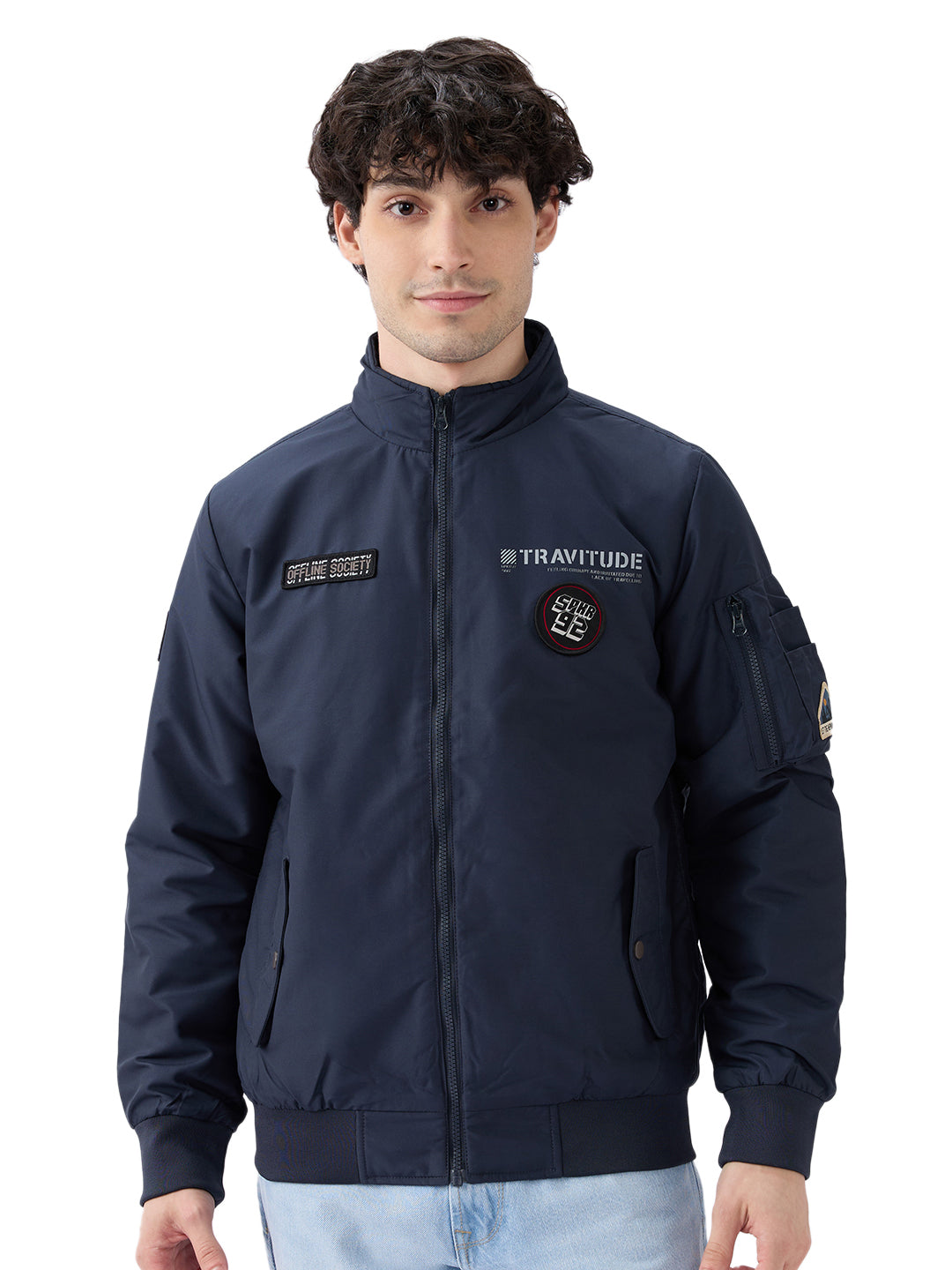 Spykar Solid Navy Blue Straight Fit Jackets For Men