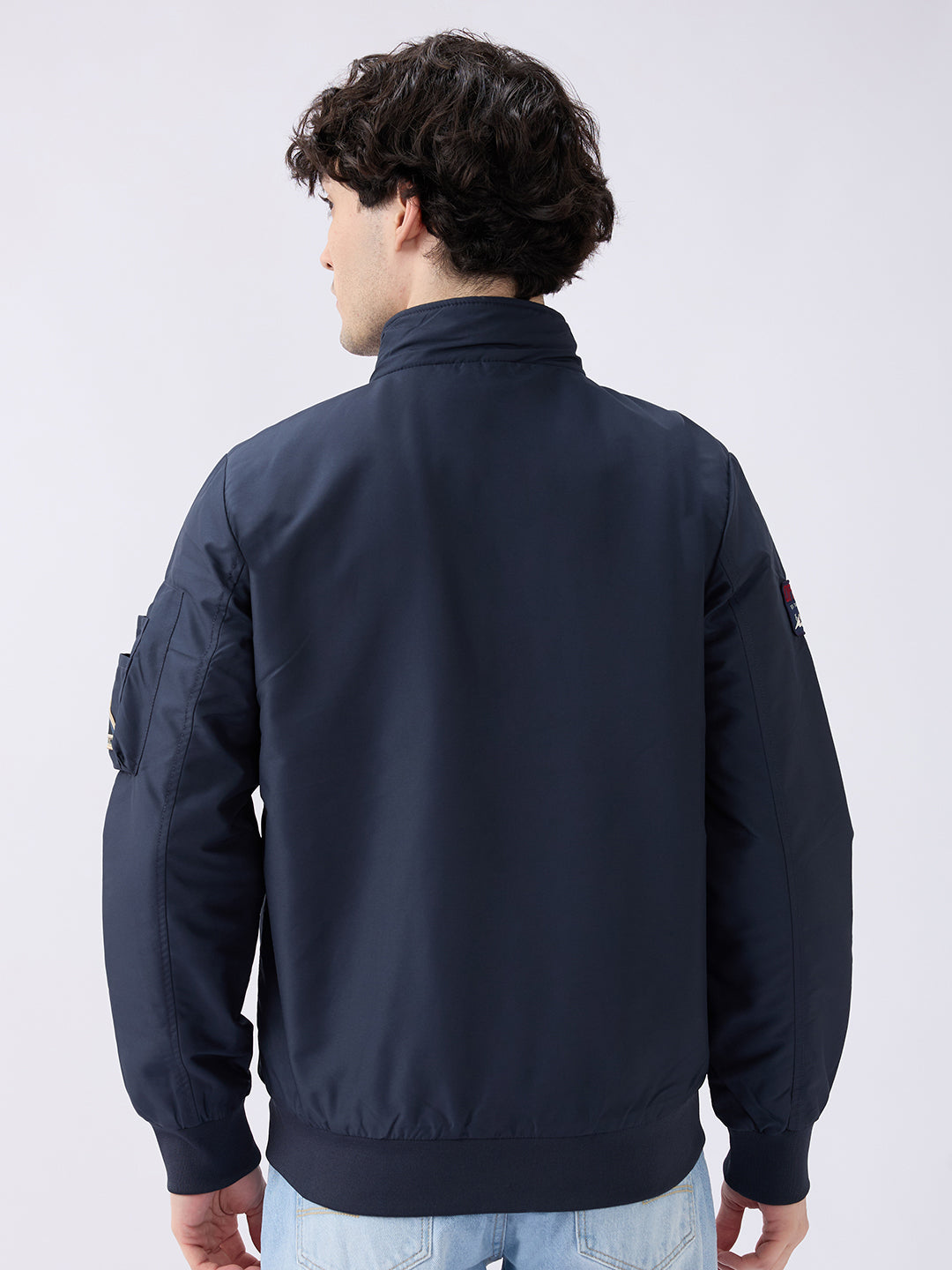 Spykar Solid Navy Blue Straight Fit Jackets For Men