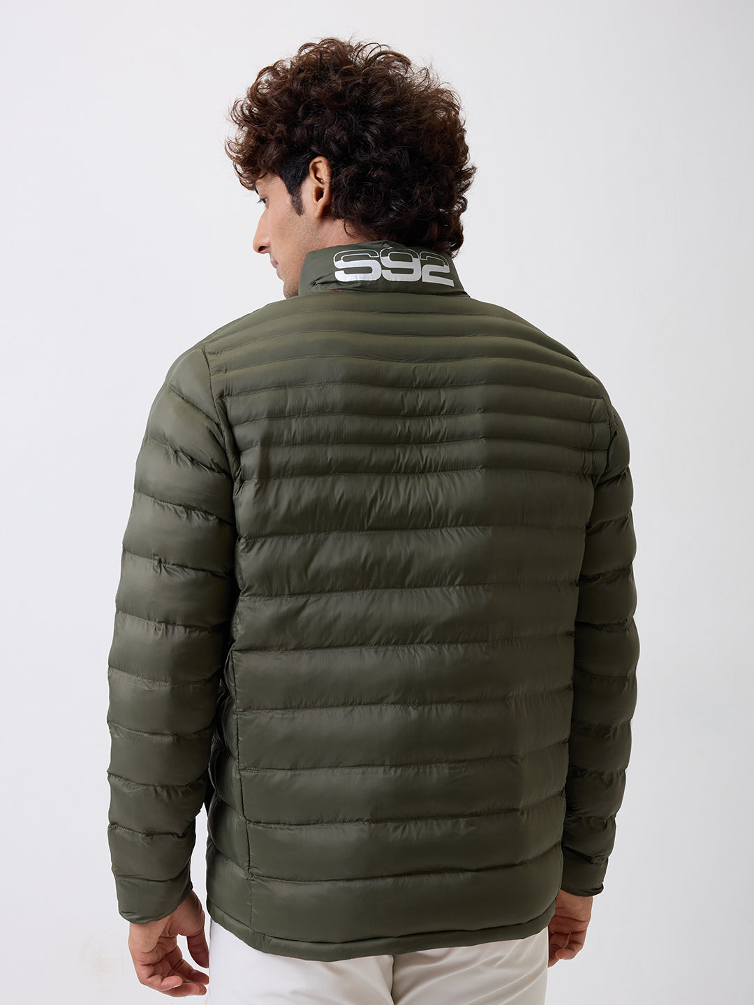 Spykar Olive Green Straight Fit Casual Jackets For Men