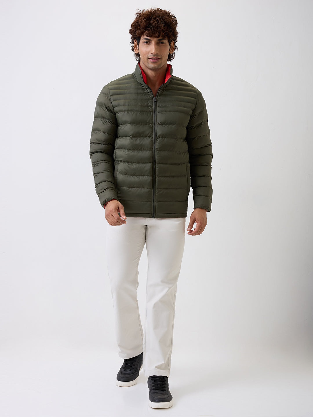 Spykar Olive Green Straight Fit Casual Jackets For Men