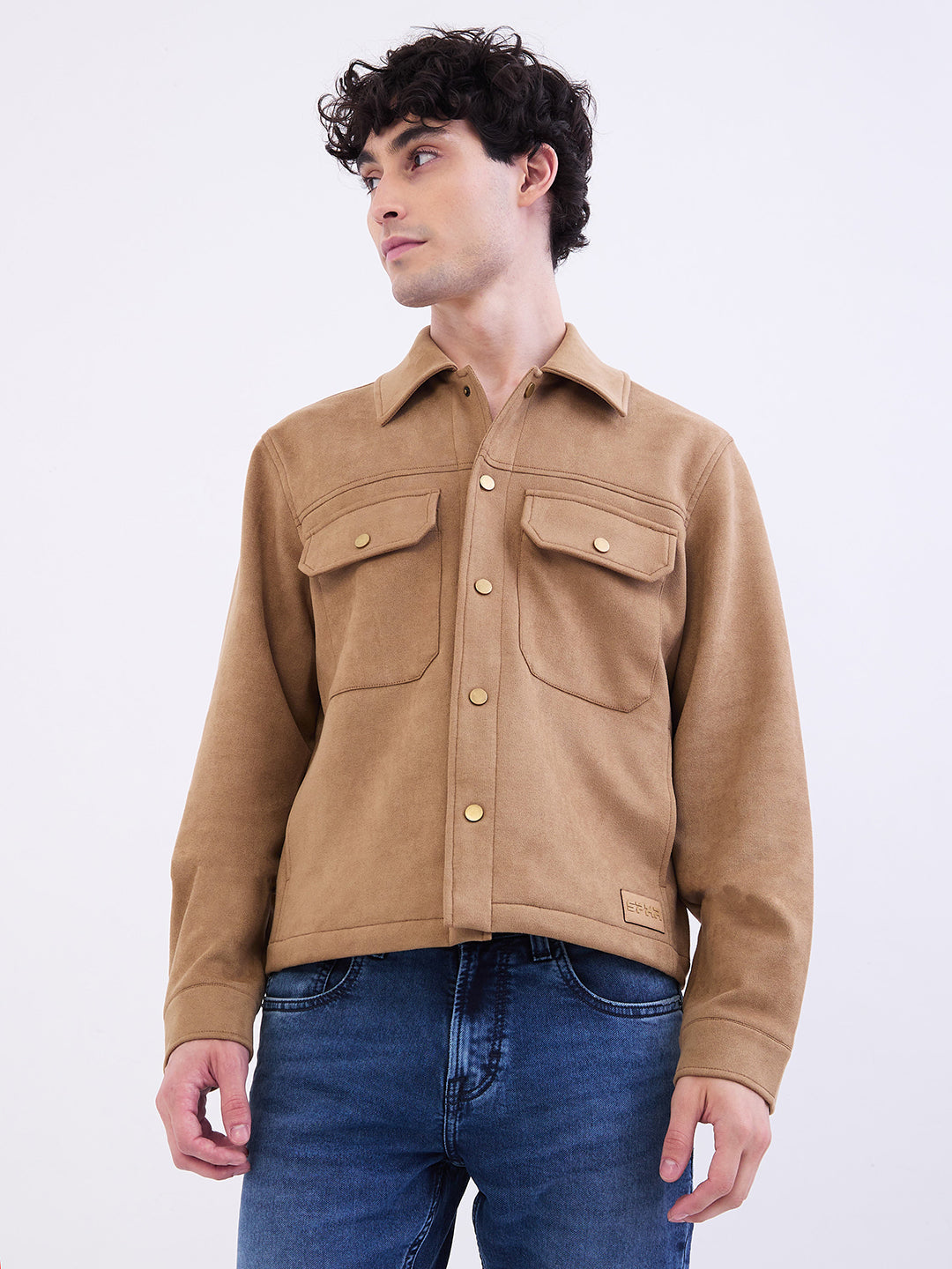 Men Jacket Brown Straight Fit