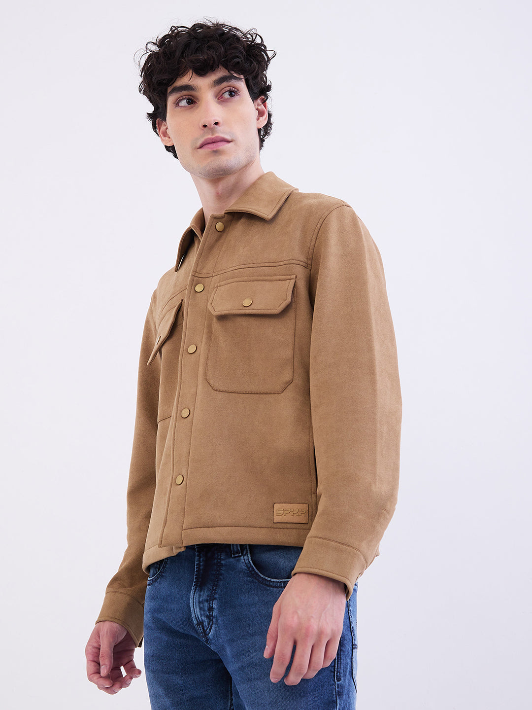 Men Jacket Brown Straight Fit