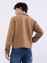Men Jacket Brown Straight Fit