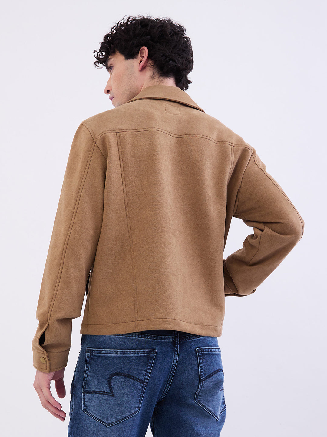 Men Jacket Brown Straight Fit