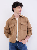 Men Jacket Brown Straight Fit