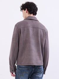 Men Jacket Grey Straight Fit