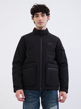 Men Jacket Black Straight Fit