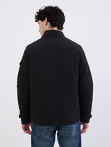 Men Jacket Black Straight Fit