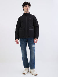 Men Jacket Black Straight Fit