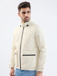 Men Jacket Beige Straight Fit